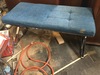 111.3 - Blue upholstered bench with chrome legs