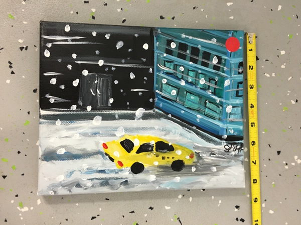 Taxi in the Winter Painting