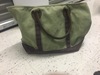 Green and brown tote bag