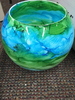 Blue and green marbled vase