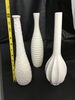 Set of (3) tall white vases