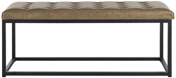 111.2 - Tufted Beige Faux Leather Bench 