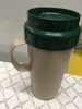 Cream and Green Thermos/ Tumbler