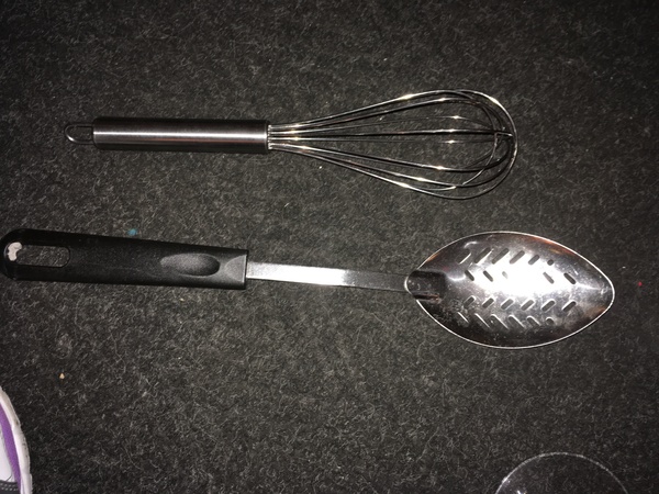 Metal Whisk and Spoon