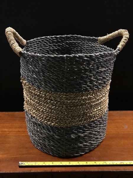 Blue and Tan Woven Basket