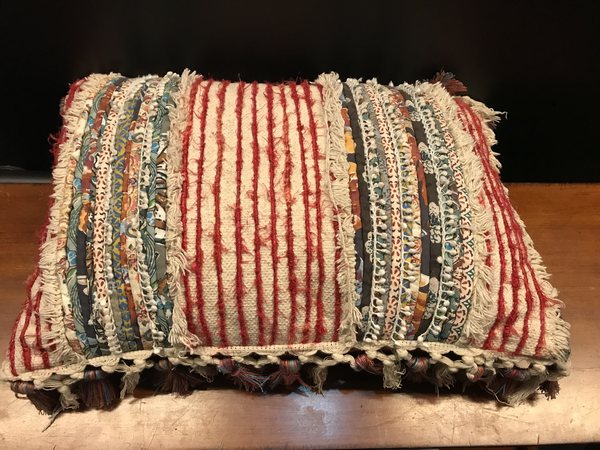 stripped pillow with tassels