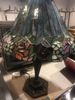 Antique Metal Table Lamp with Glass Shade