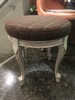108.3 - Upholstered wood stool with carved wood legs