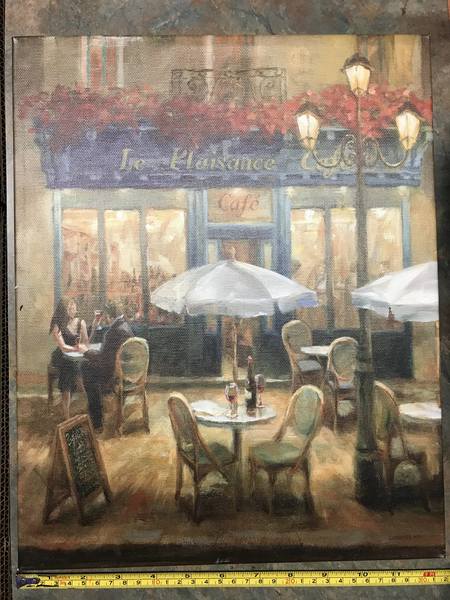 Cafe with Couple Canvas Print 