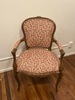 104.1 - Rose Upholstered Queen Anne Carved Wood Armchair