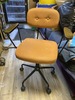 102.2 - Faux Suede Light Orange Rolling Chair with Wood Arms