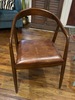 104.7 - Midcentury Round Back Side Chair with Leather Seat